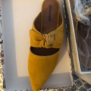 Brand New Suede Yellow Mules